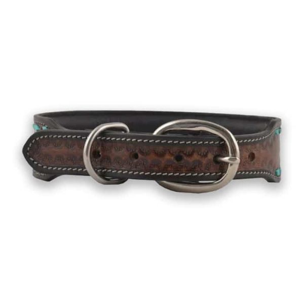 Sunflower Hand-tooled, hand-painted leather dog collar - Image 2